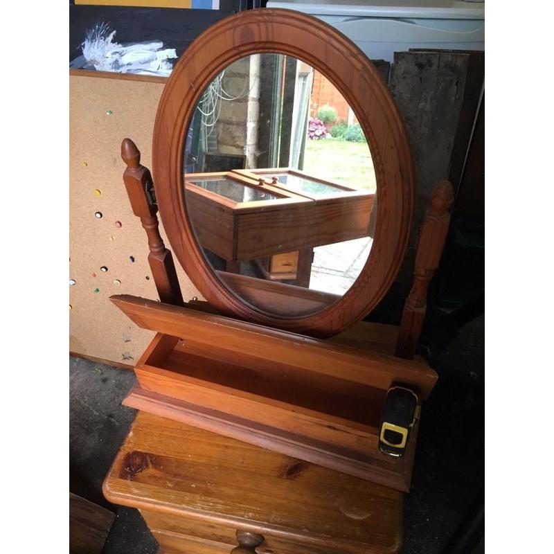Solid Pine dressing table mirror with storage