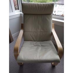 Cream leather ikea poang chair