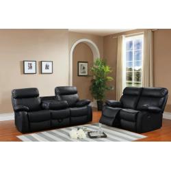 VEGAS LEATHER RECLINER SOFA SUITE, 3+2 SEATER, FREE DELIVERY, CUPHOLDERS AND STORAGE DRAWER