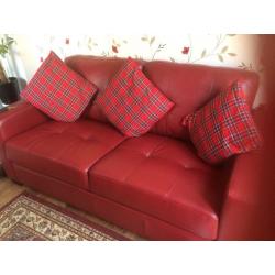 Leather three and two seater sofas