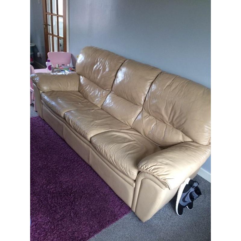 leather couch and 2 reclining chairs