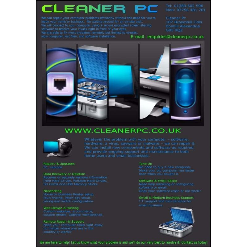 Cleaner Pc / Computer Repairs / Remote Assistance