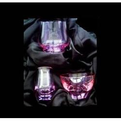 LILAC GLASS BOWLS/VASES - 3 ITEMS - FOR SALE