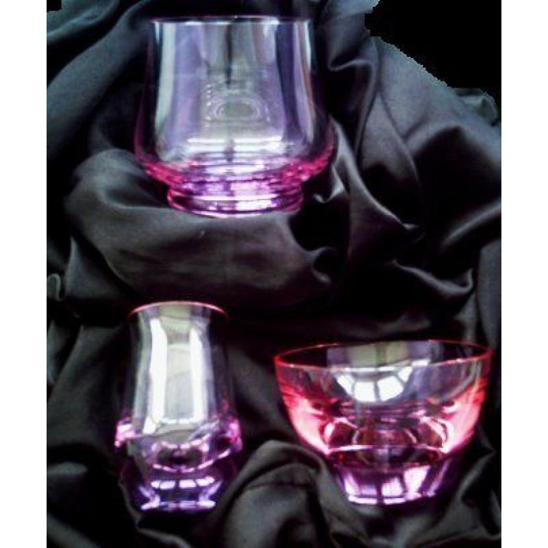 LILAC GLASS BOWLS/VASES - 3 ITEMS - FOR SALE