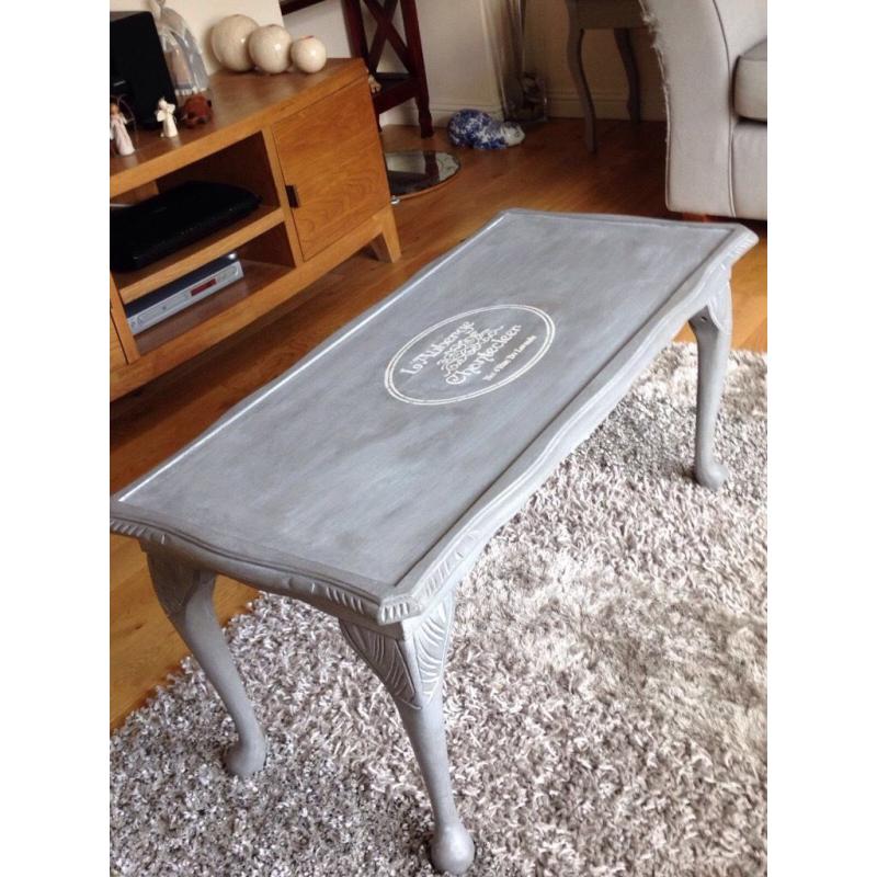 Hand restored coffee table with French motif
