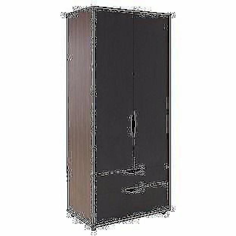 Hygena Berkeley 2 Door 2 Drawer Wardrobe - Black & Walnut BRAND NEW BOXED