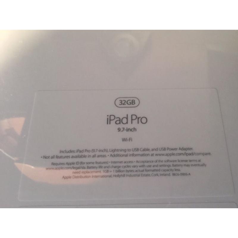 Apple iPad PRO 32GB 9.7 wifi BRAND NEW SEALED full 12 mths warranty ideal gift