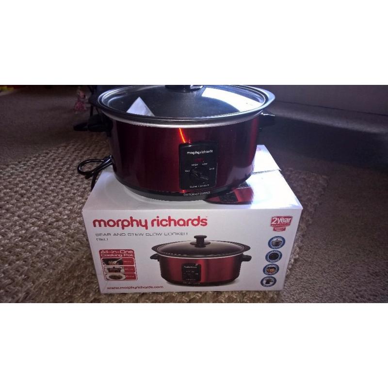 Morphy Richards sear and slow cooker in red. Boxed with instructions.