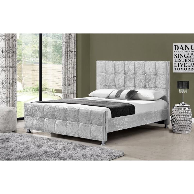 NEW Crushed Velvet bed frame - Two different designs in black or silver - Double / kingsize