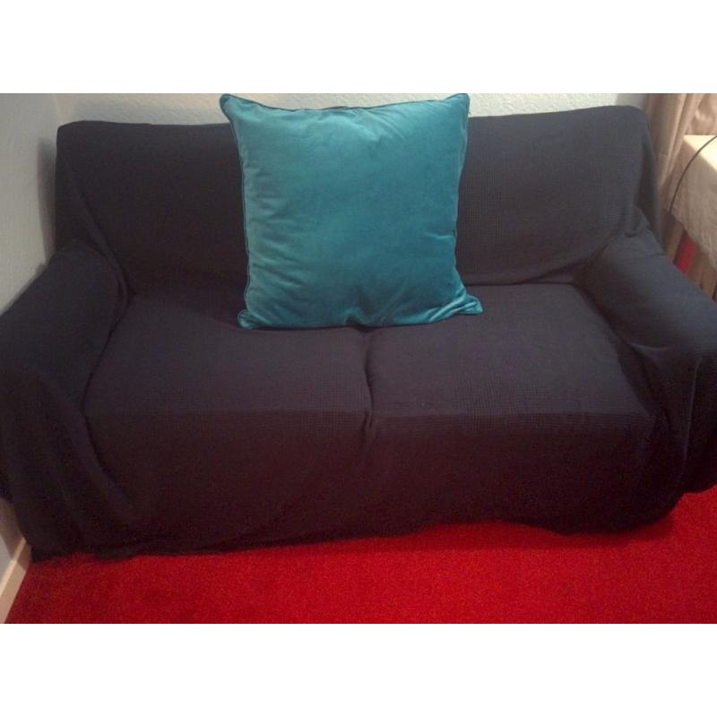 Double Sofa Bed from NEXT - Dark brown with blue IKEA throw