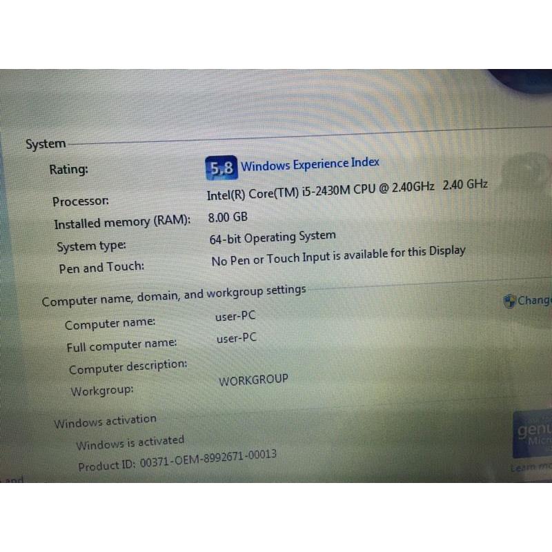 Samsung RF511 Intel core i5 750GB 8GB Windows 7 laptop