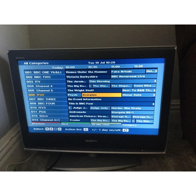 Sony Bravia flat screen television built in freeview