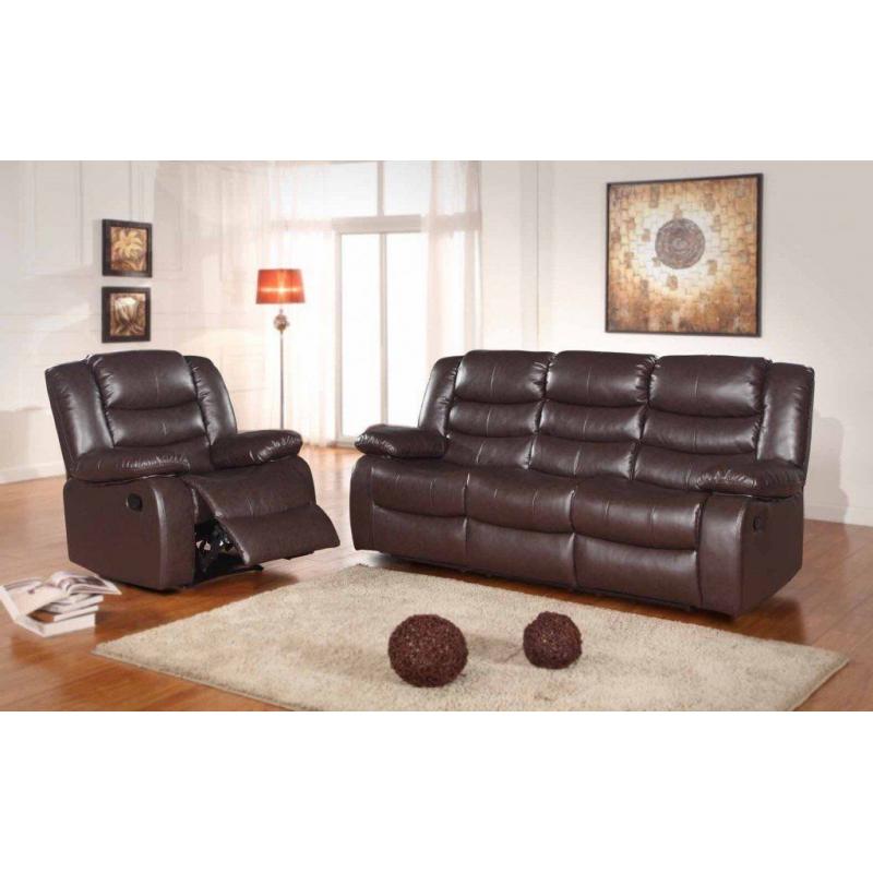 *-*-* SALE *-*-* NEW Leather Recliner Sofas Free Delivery Romas Brown or Black