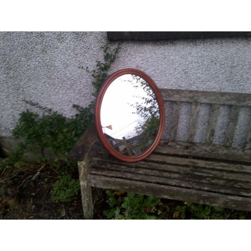 Mahogany Antique Oval Wall Mirror