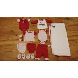Red and white baby clothing bundle
