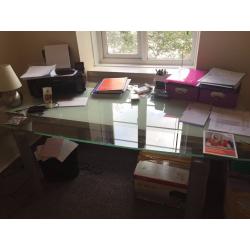Glass dining room table or office desk