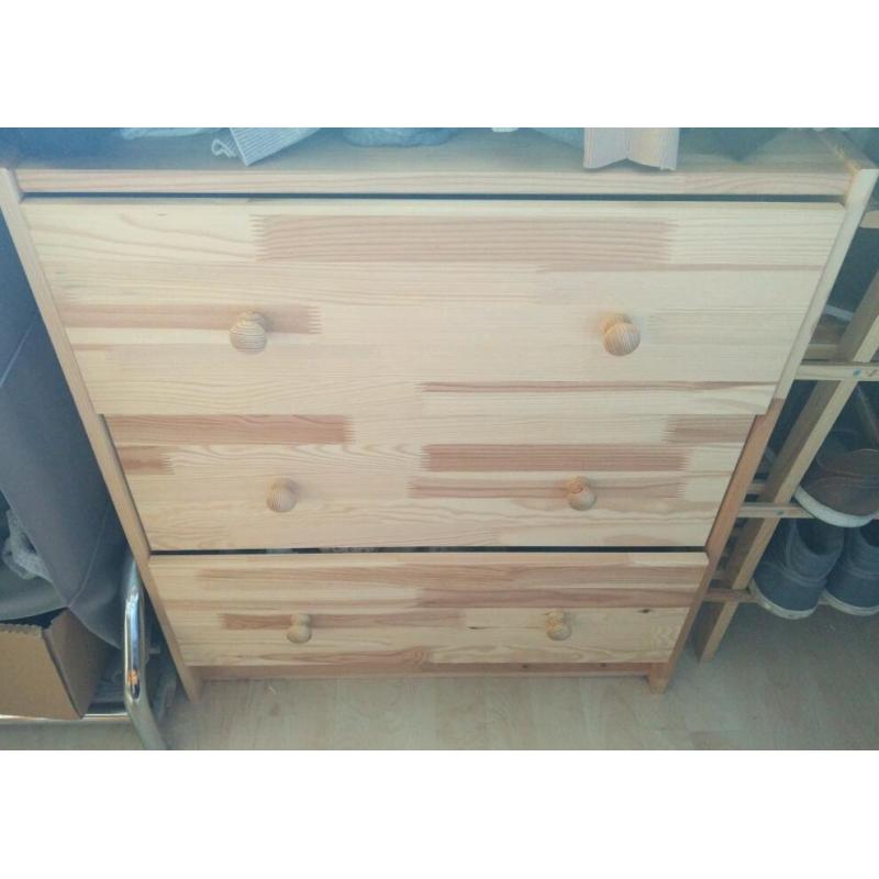 Pure pine wood chest cabinet with three drawers