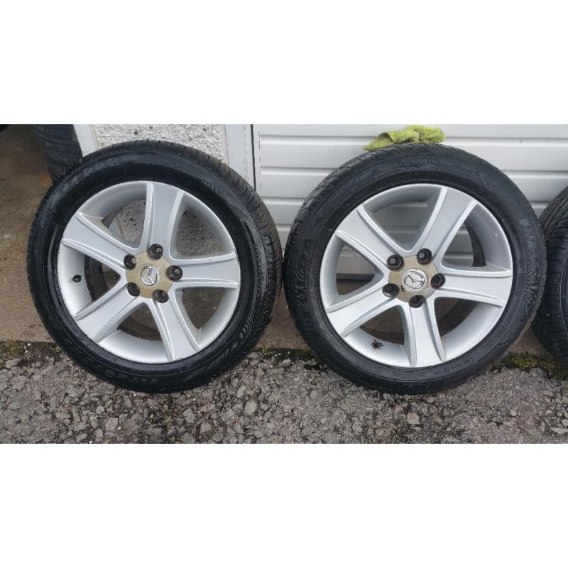Mazda 16 '' alloy wheels + 4 x tyres 205 55 16 ''