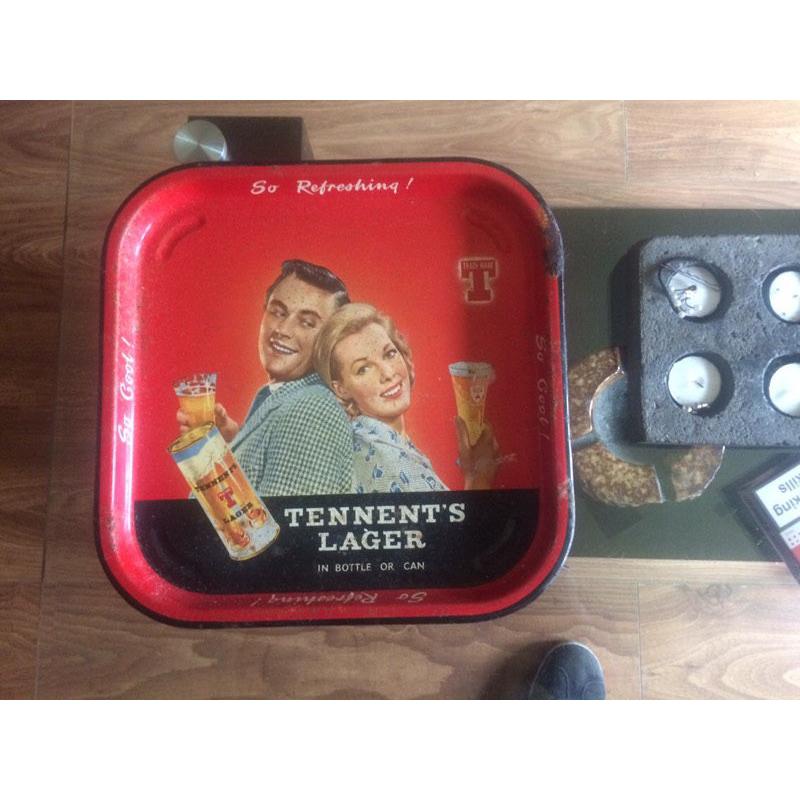 Old metal tennents lager tray
