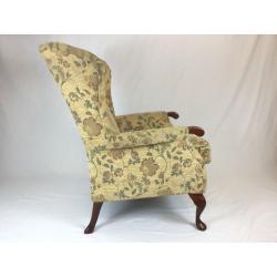 High Wing Back Easy Chair - Floral Pattern Fireside Chair With Cabriole Legs