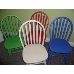 4 x Shabby Chic Up-cycled Wooden Chairs in chalk paint red, blue, green, cream *more chairs listed*