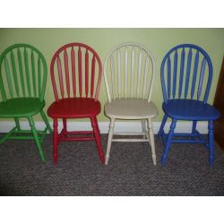 4 x Shabby Chic Up-cycled Wooden Chairs in chalk paint red, blue, green, cream *more chairs listed*