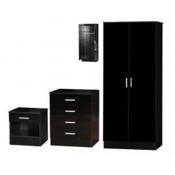NEW 3piece bedroom set - wardrobe, chest of drawers, bedside - Black or Black/serrano
