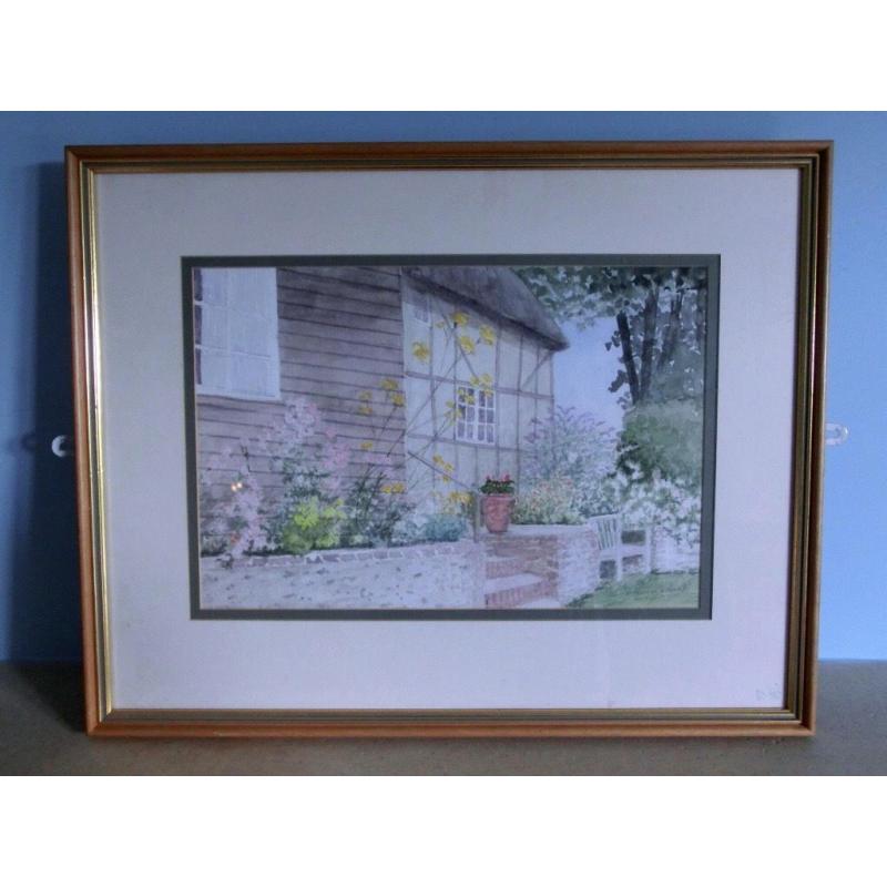 Original Watercolour painted by Local Artist Patricia M Howles - Clergy House - Garden Alfriston