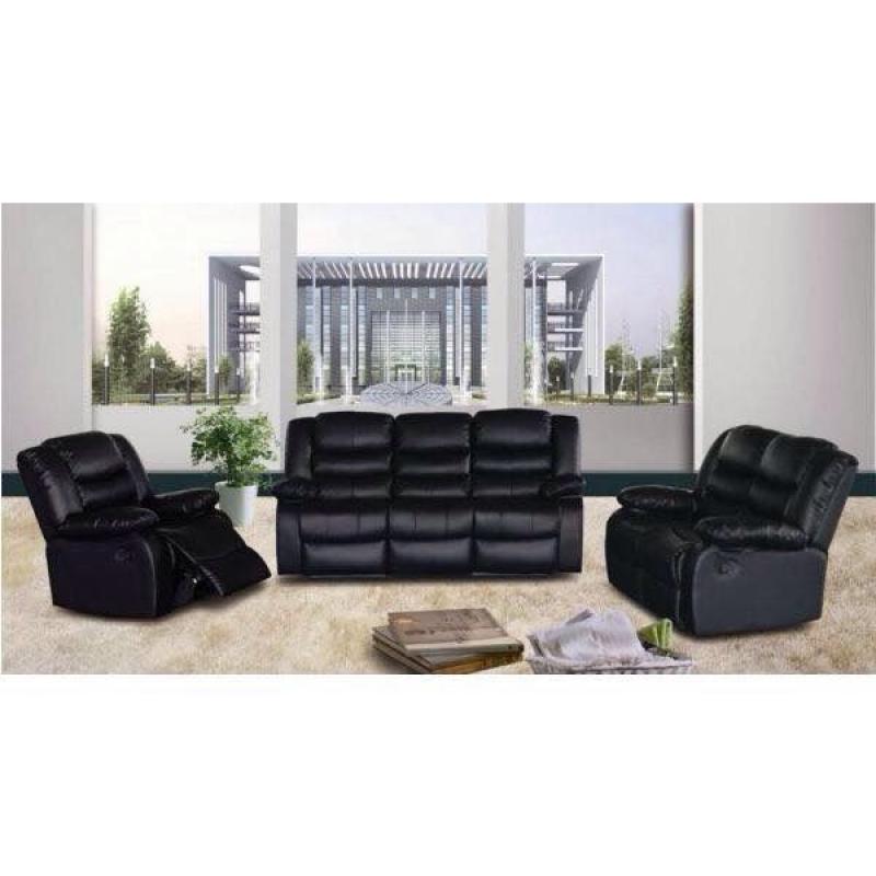 Rubee 3 and 2 Seater bonded leather recliner sofa set with drinks holder