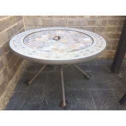 Mosaic tiles fire pit x drinks table