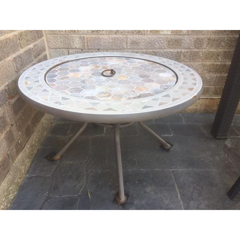 Mosaic tiles fire pit x drinks table