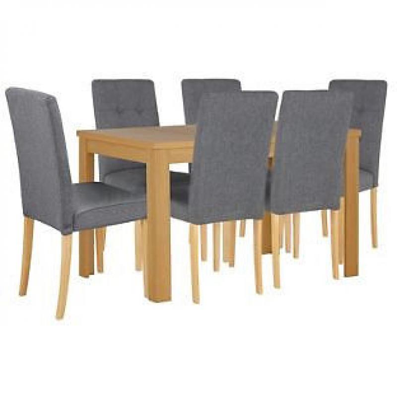 Adaline Oak Effect Extendable Dining Table and 6 Chairs