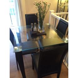 Glass dining table and 4 chairs