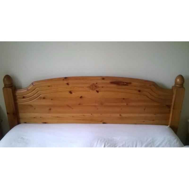 King Size Chunky Solid Pine Bed Frame with slatted base.