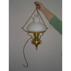 Electric Oil Lamp, Victorian Style Brass and Glass