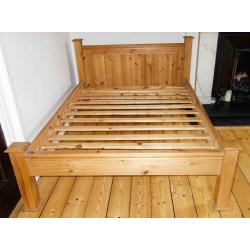 Solid Pine Double Bed with Mattress