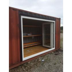 SHIPPING CONTAINER OFFICE WITH BI FOLD PVC DOORS suit shed secure site hut shop portable