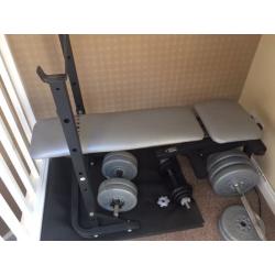 York fitness bench with weights for sale