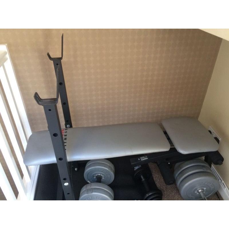 York fitness bench with weights for sale