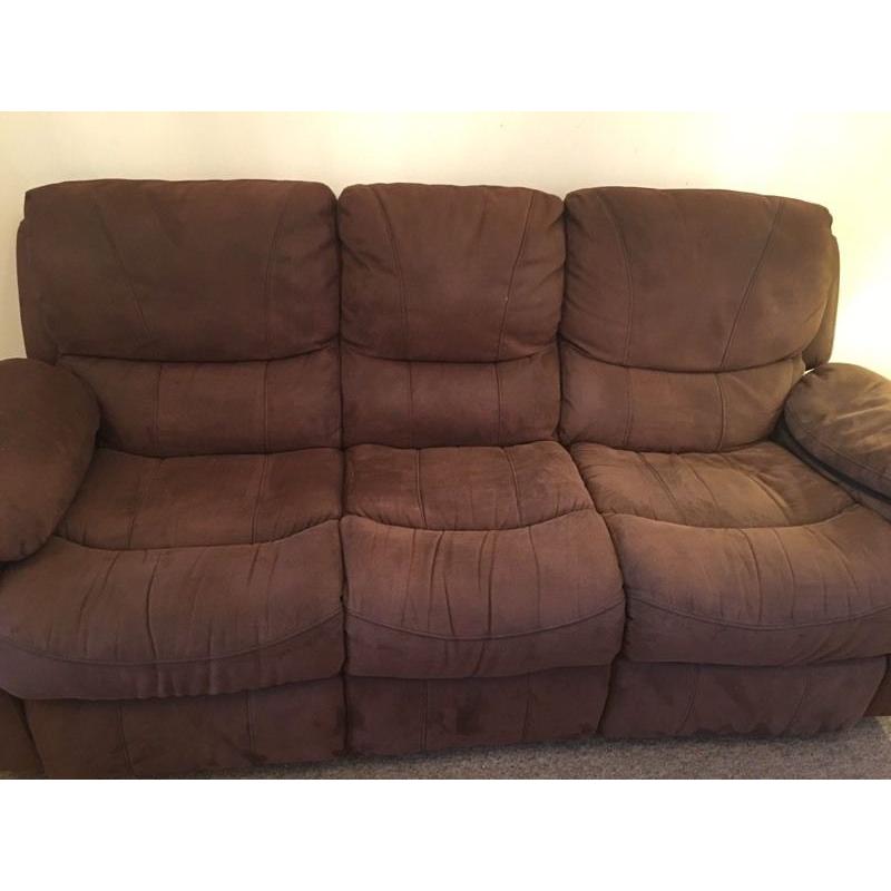 Final Reduction! 3seater+ 1 Rocking Recliner Suede Leather Living Room Set ( Full Recliners)