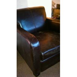 Brown genuine leather armchair