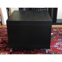 Ikea side table on casters, all black, assembled. perfect condition