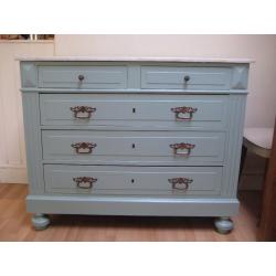 Stunning Marble Topped French Vintage Chest of Drawers - Professionally painted in F&B Eggshell
