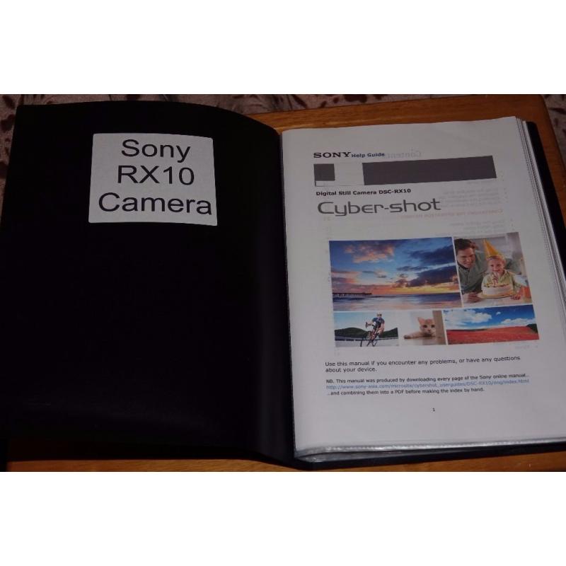 Sony DSC-RX10 User Manual . Down loaded and printed from Sony..