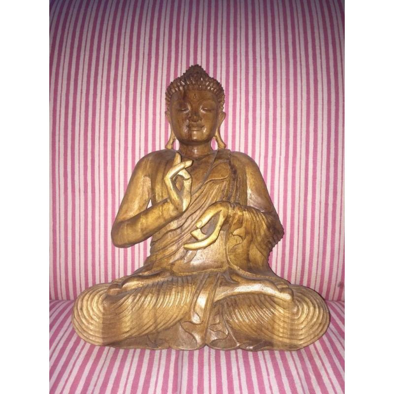Handcarved Hardwood Buddha Statue