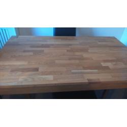 Debenhams Oak Dining Table + 4 Brown Leather Chairs