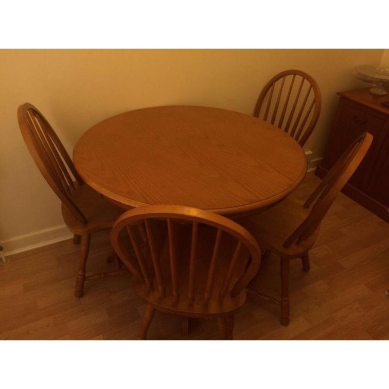 Dining table with 4 chairs.