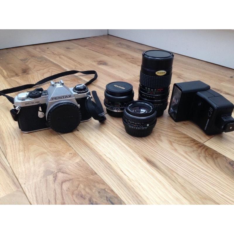 Pentax ME Super camera and 3 Lenses