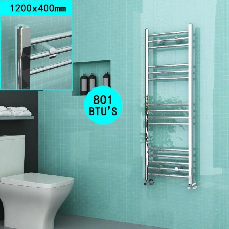 1200x400mm Chrome Straight Heated Bathroom Towel Radiator RRP ?220.00 OUR PRICE ONLY ?55