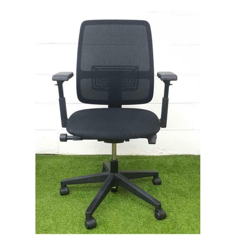 Black Mesh Chair, Adjustable Arms - Hayworth Lively